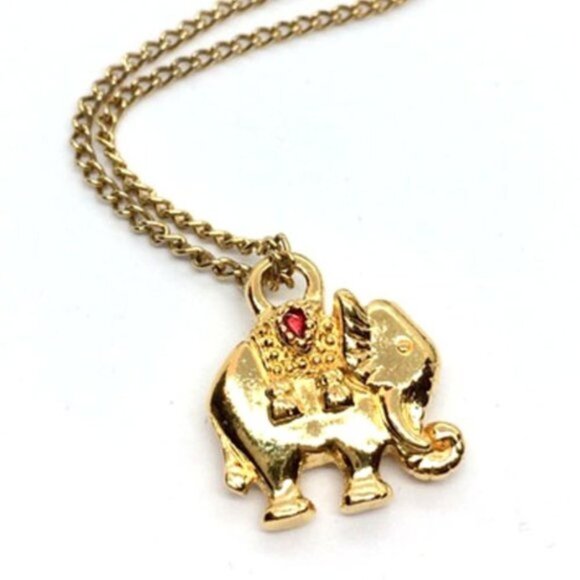 ELEPHANT CRYSTAL CHARM NECKLACE - Picture 1 of 10